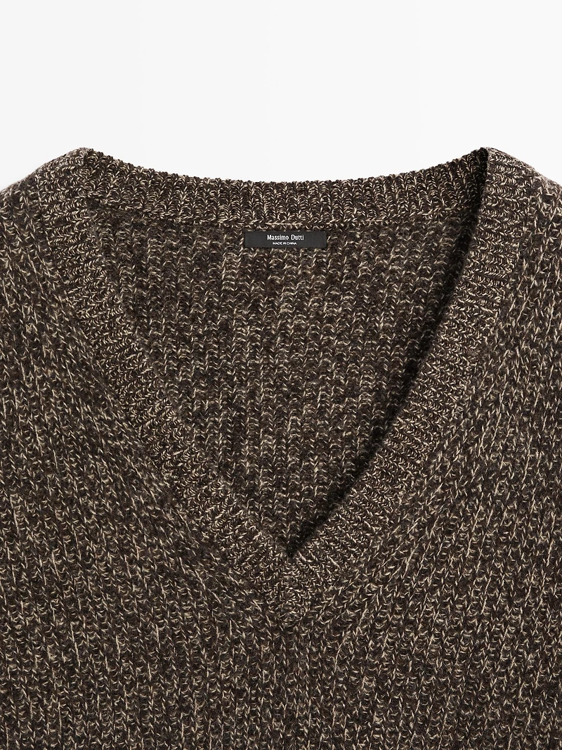 Mouliné V-neck knit jumper