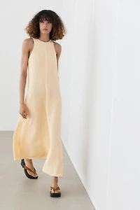 Flowing linen halter midi dress