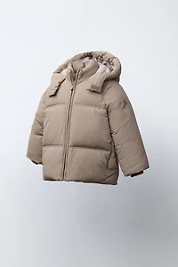 WATER REPELLENT HOODED PUFFER COAT
