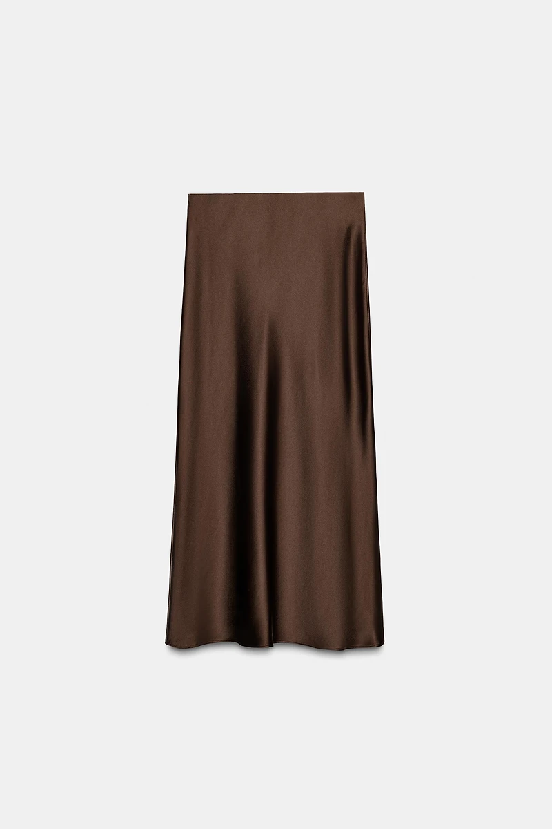 SATIN MIDI SKIRT