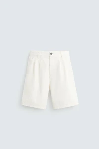 RELAXED FIT PLEATED BERMUDA SHORTS