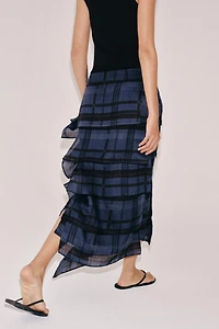 RAMIE PLAID MIDI SKIRT ZW COLLECTION