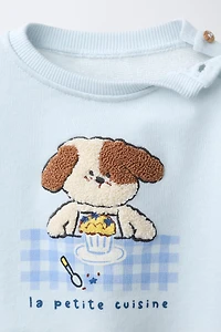 SWEAT CHIEN EN VELOURS BOUCLÉ