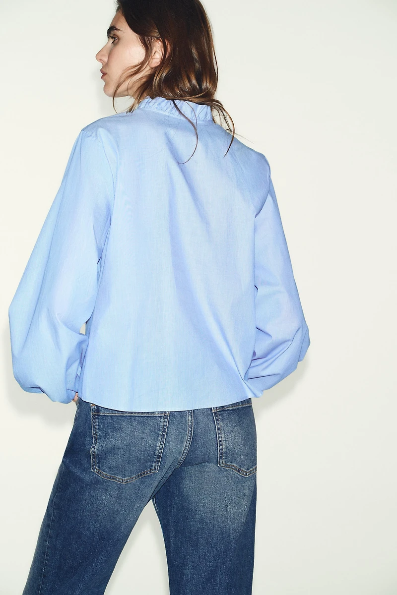 RUFFLED POPLIN BLOUSE