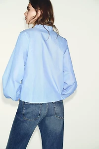 RUFFLED POPLIN BLOUSE