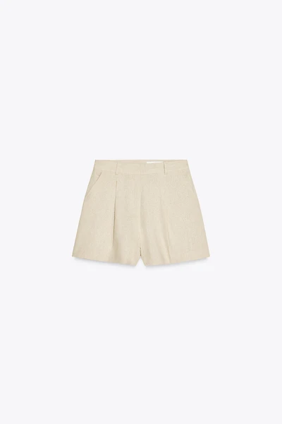 HIGH-WAISTED LINEN SHORTS