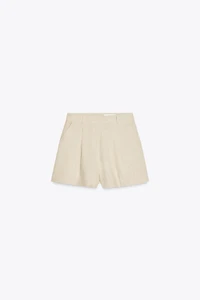 HIGH-WAISTED LINEN SHORTS