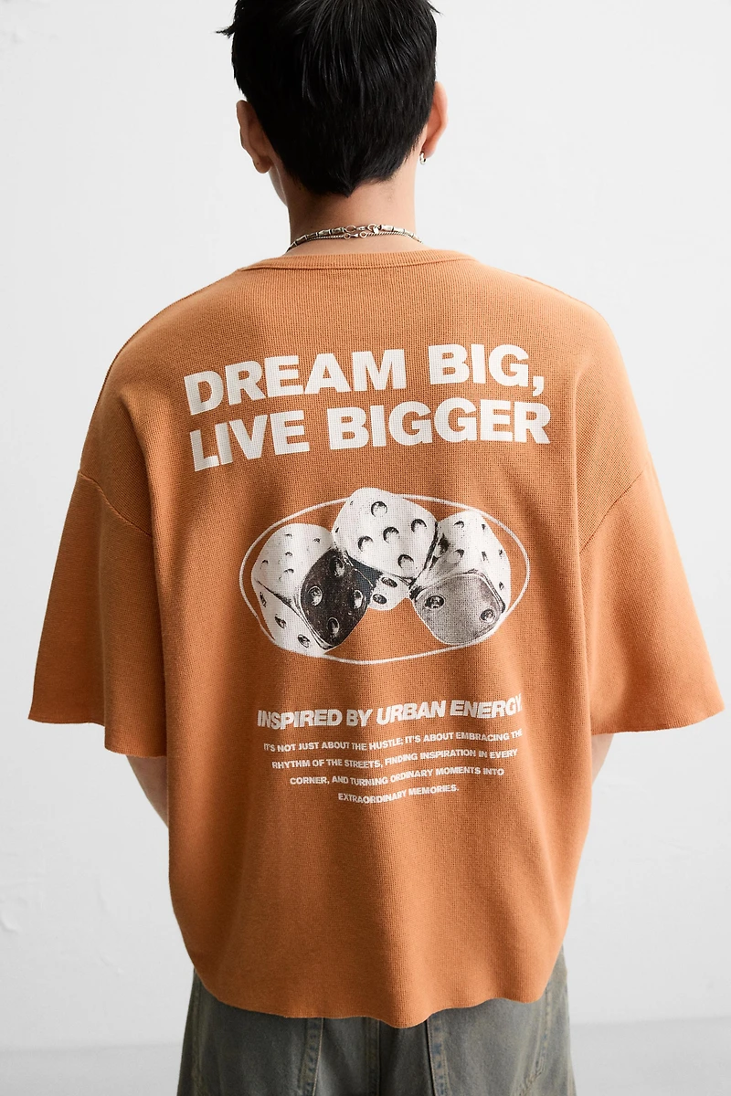 WASHED PRINT KNIT T-SHIRT