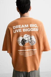 WASHED PRINT KNIT T-SHIRT