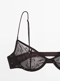 Semi-sheer polka dot bra