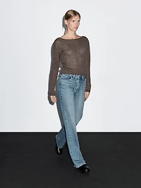 Mid-rise wide-leg jeans with studs