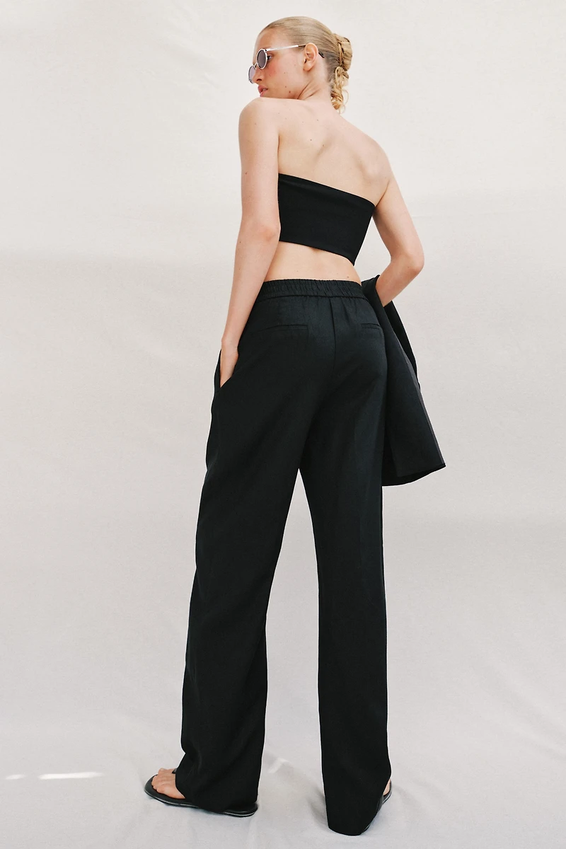LINEN STRAIGHT LEG PANTS