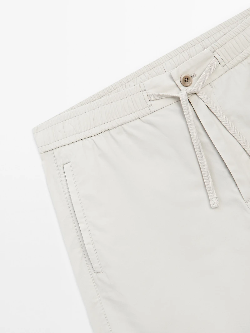 Jogger-fit poplin Bermuda shorts
