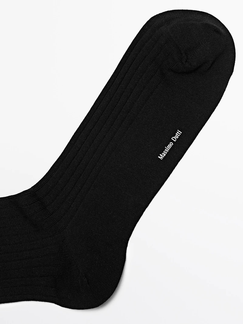 Ribbed cotton blend socks