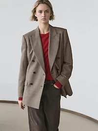 Check wool suit blazer