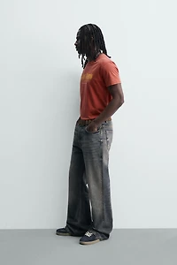 WASHED TEXT PRINT T-SHIRT
