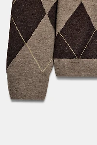 100% WOOL DIAMOND JUMPER