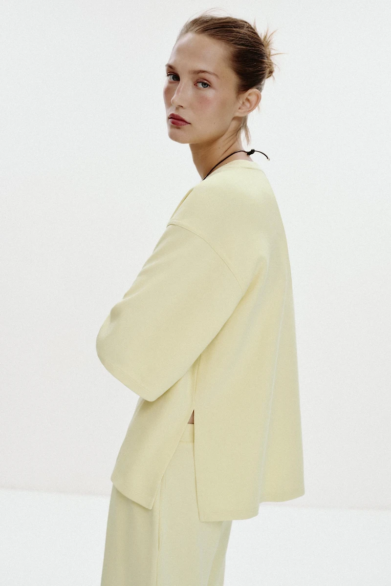 WASHED EFFECT INTERLOCK T-SHIRT