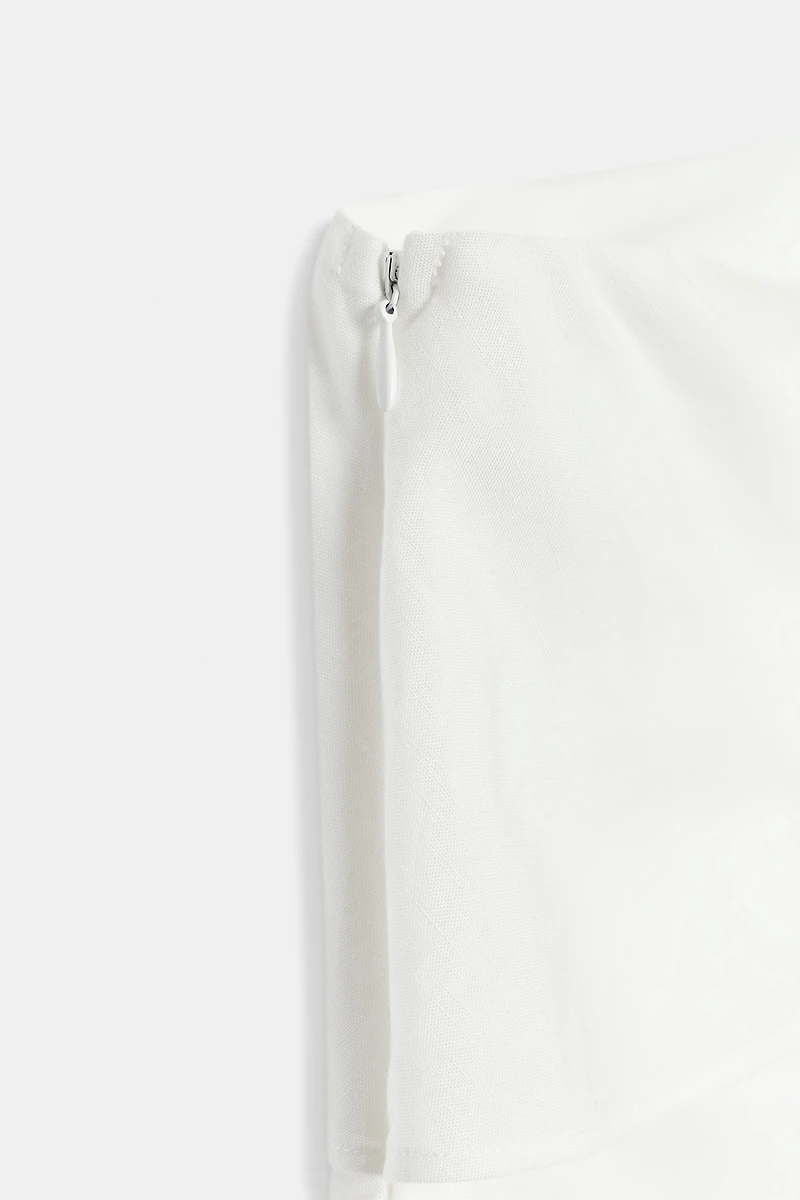 ASYMMETRIC RUFFLED LINEN BLEND DRESS ZW COLLECTION