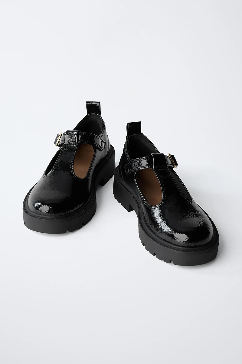 PATENT FINISH T-BAR SHOES