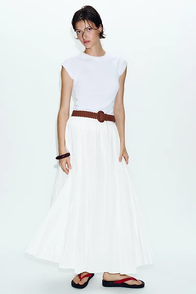 BELTED MIDI SKIRT