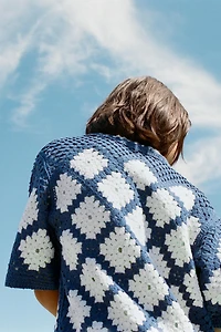 DIAMOND CROCHET KNIT OVERSHIRT