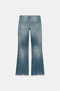 TRF FLARE RIPPED MID-RISE JEANS