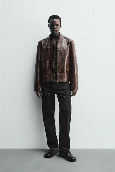 EMBOSSED LEATHER JACKET