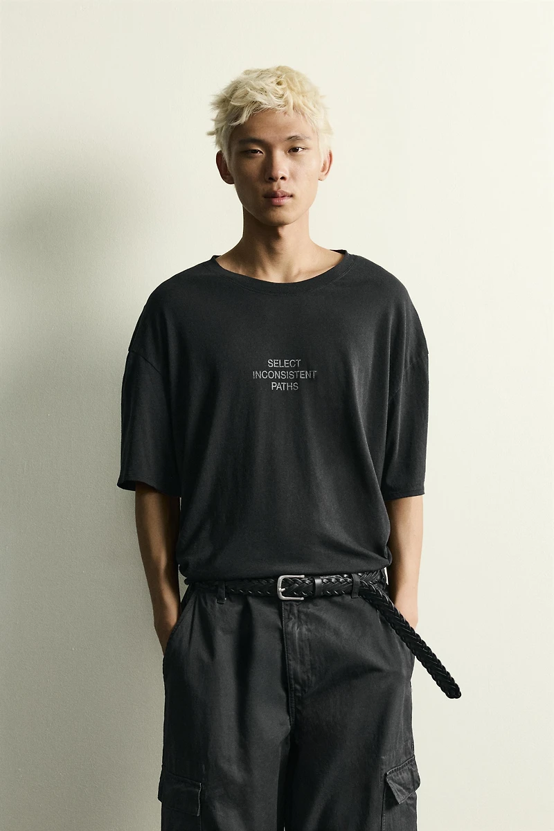 RELAXED FIT WASHED TEXT T-SHIRT