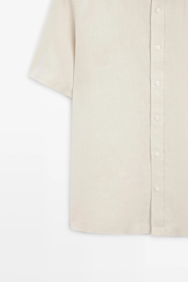 Regular fit 100% linen short sleeve shirt
