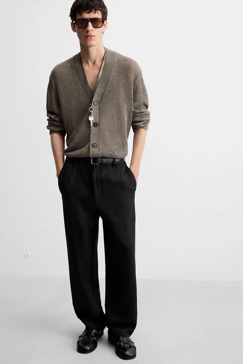 TEXTURED REGULAR FIT PANTS