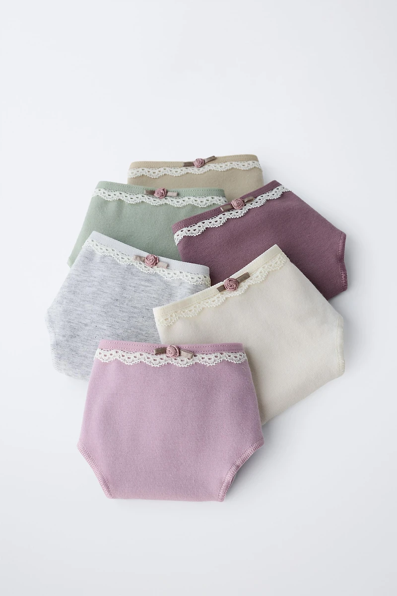 6-14 ANS/ LOT DE SIX CULOTTES DENTELLE