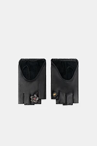 MITAINES COURTES EN CUIR AVEC FERMOIRS