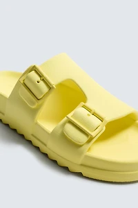 RUBBERIZED DOUBLE STRAP SANDALS