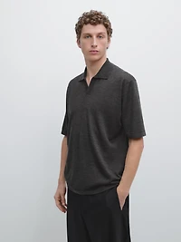 Knit V-neck polo shirt