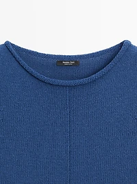 Short sleeve knit cotton blend sweater