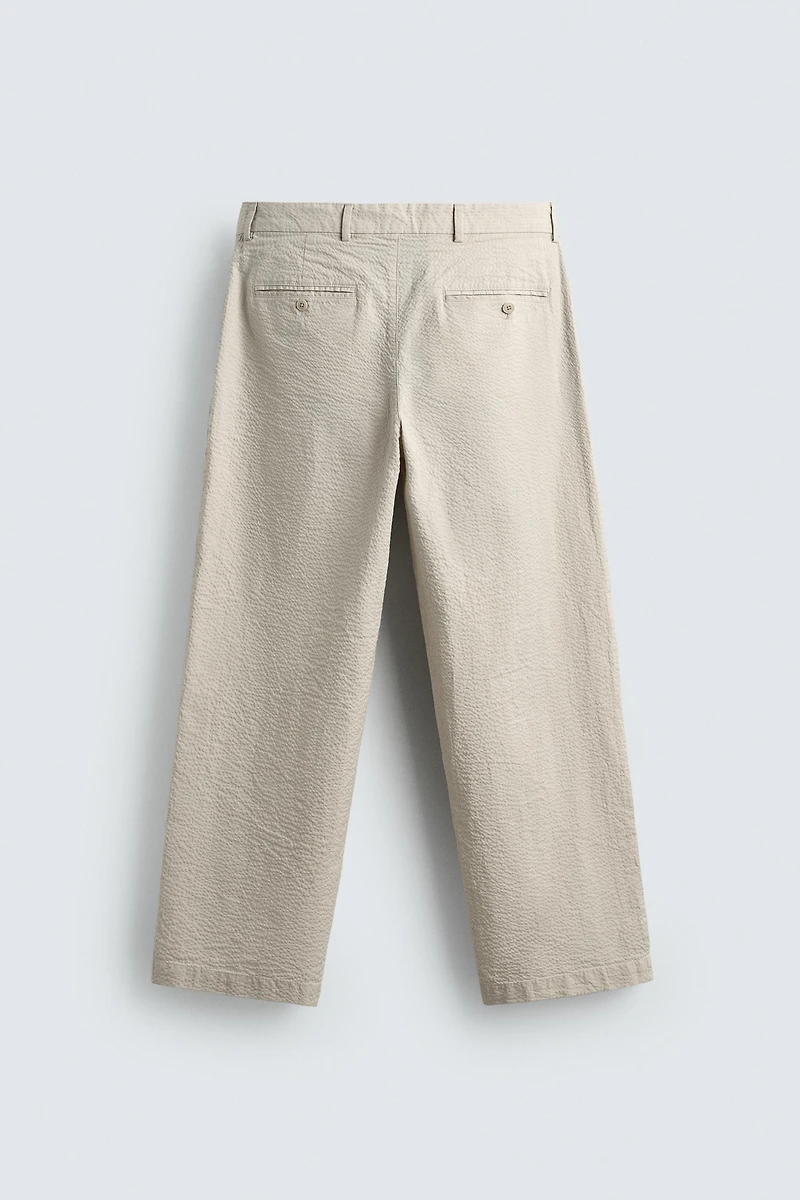 SEERSUCKER STRAIGHT FIT PANTS