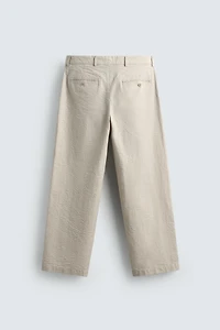 SEERSUCKER STRAIGHT FIT PANTS