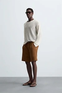 RELAXED FIT PLEATED BERMUDA SHORTS