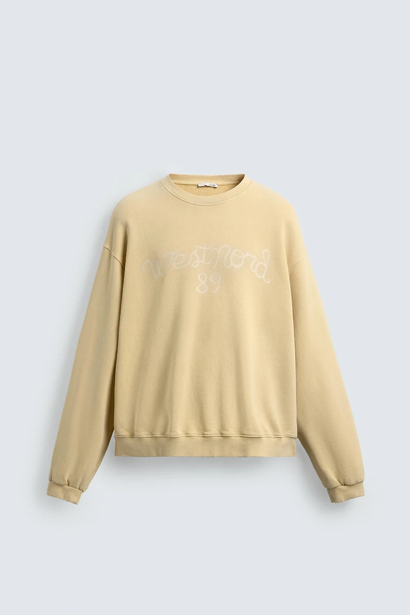 WASHED TEXT PRINT SWEATSHIRT