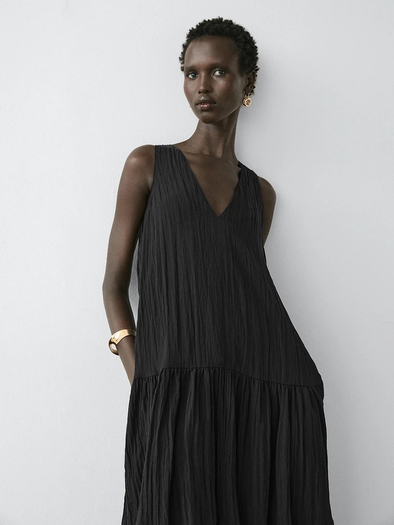 Flowing pleated midi dress