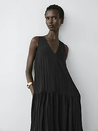 Flowing pleated midi dress