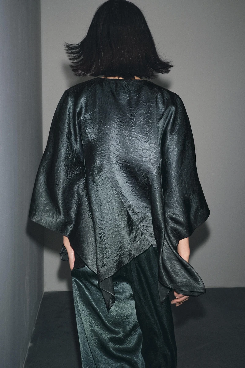 ZW COLLECTION SATIN EFFECT CAPE SHIRT