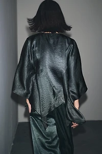 ZW COLLECTION SATIN EFFECT CAPE SHIRT