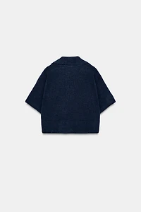 SHORT SLEEVE KNIT SWEATER