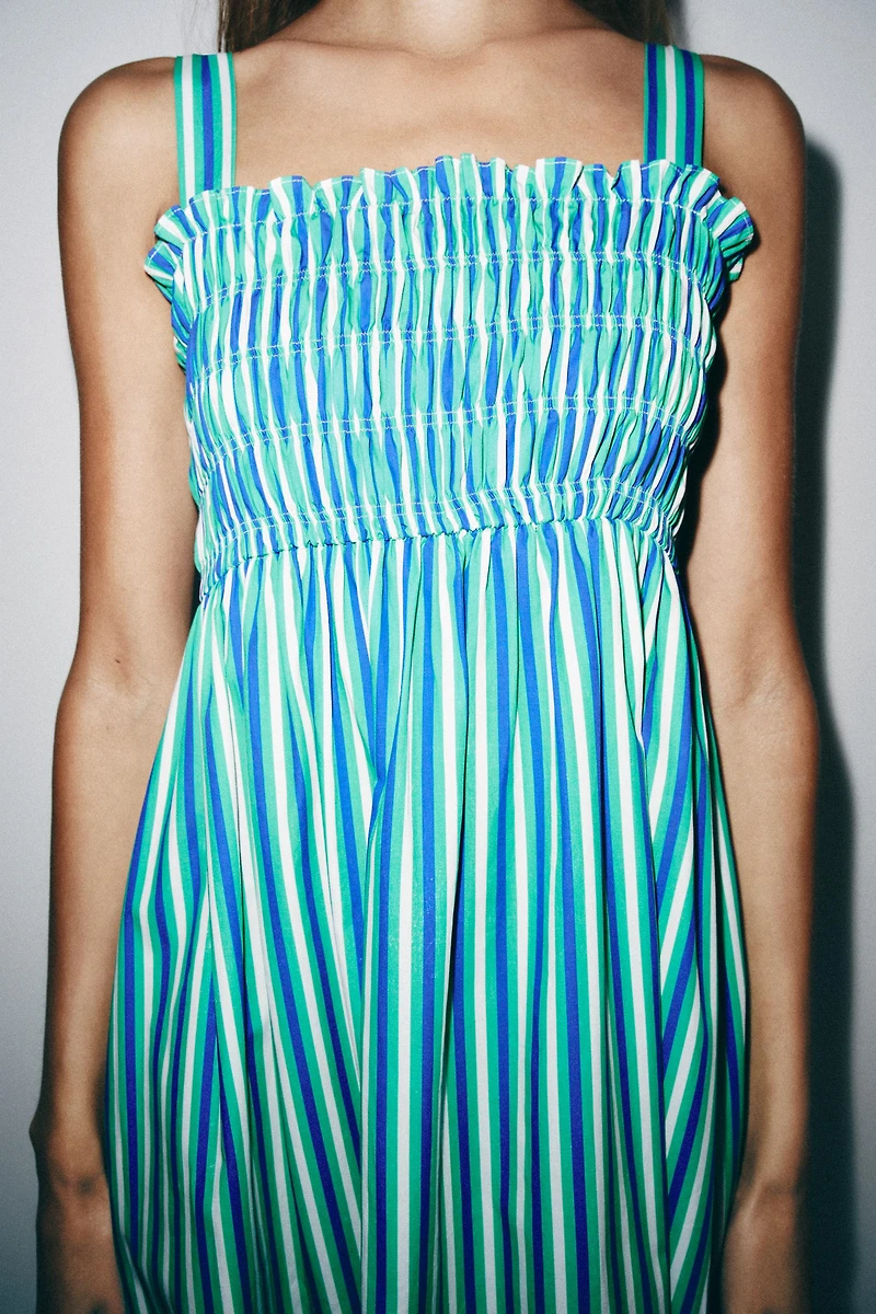 STRIPED MIDI DRESS