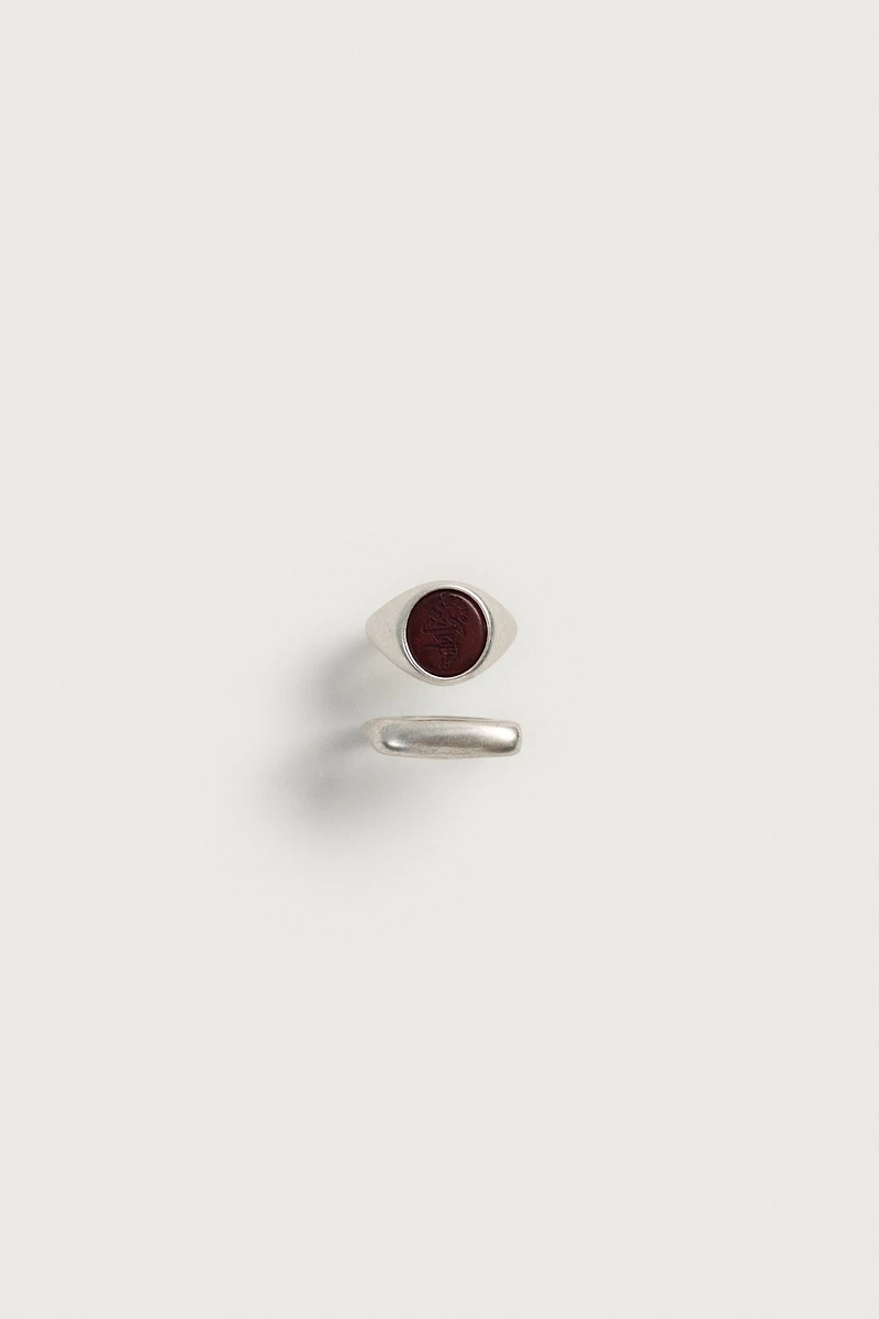 PACK OF 2 MIXED METAL RINGS