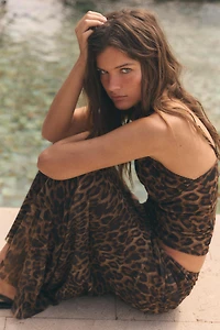 ANIMAL PRINT TULLE TOP