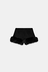 WOOL BLEND SHORTS WITH FAUX FUR EFFECT