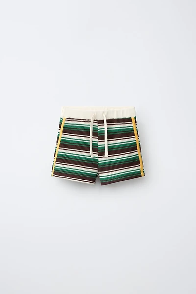 KNIT STRIPED SHORTS